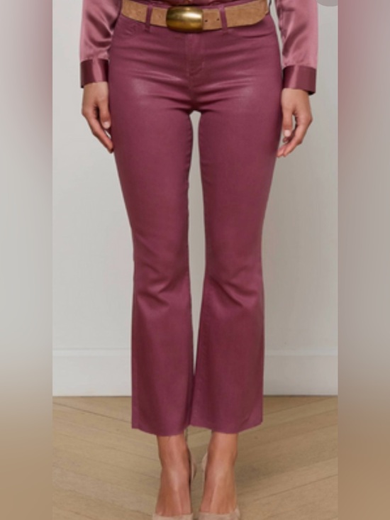 L'AGENCE Denim - L'AGENCE Women’s Kendra  High Rise Cropped Coated Jeans in Deep Mauve. 
Size  27